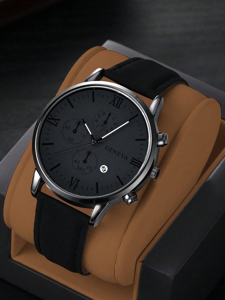 Black Leather Watch
